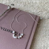 925 Silver Heart Necklace Pearl Engagement Jewelry
