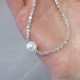 925 Silver Pearl Necklace Women Jewelry Wedding Party Gift