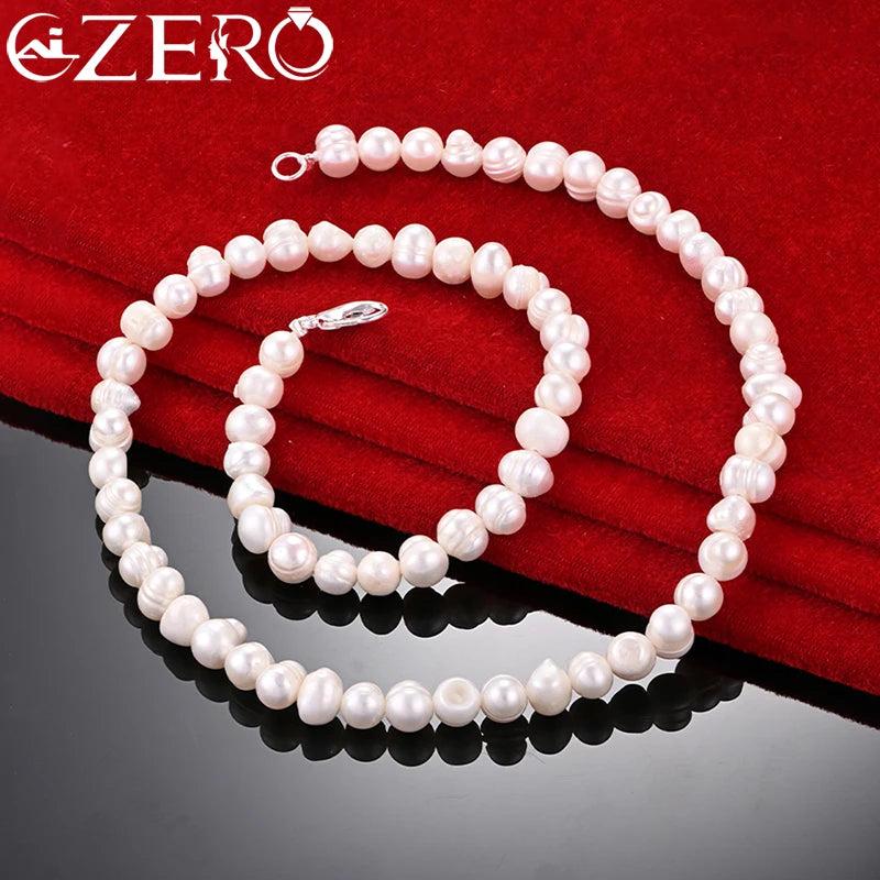 White/Pink/Purple 8mm Pearl Necklace 925 Sterling Silver Jewelry Wedding Party