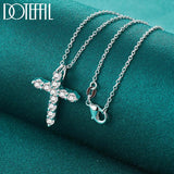 925 Silver Cross Pendant Necklace Zircon Chain Wedding Party Charm Jewelry