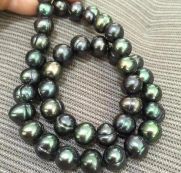 Gorgeous AAA 8-9mm Natural Tahitian Green Baroque Pearl Necklace
