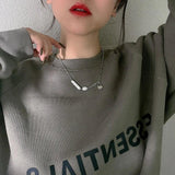925 Silver Pearl Love Pendant Necklace Women Heart Clavicle Chain