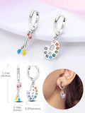 925 Silver Women Hoop Earrings Double Heart Wear Shape Star Earring
