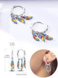 925 Silver Women Hoop Earrings Double Heart Wear Shape Star Earring