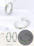 925 Silver Women Hoop Earrings Double Heart Wear Shape Star Earring