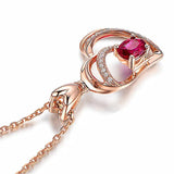 Rose Chain Necklace Crystal Heart Pendant Wedding Jewelry