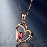 Rose Chain Necklace Crystal Heart Pendant Wedding Jewelry
