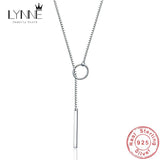 925 Silver Long Tube Collarbone Necklace Round Heart Triangle Pendant