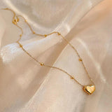 14K Real Heart Shaped Chain Pendant Necklace for Women Jewelry