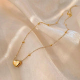 14K Real Heart Shaped Chain Pendant Necklace for Women Jewelry