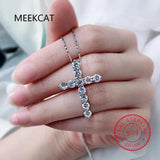 D VVS1 Moissanite Cross Pendant Necklace, 925 Sterling Silver Christian Diamond