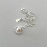 925 Silver Shell Pearl Pendant Necklace for Girls Gothic Engagement