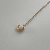 925 Silver Shell Pearl Pendant Necklace for Girls Gothic Engagement