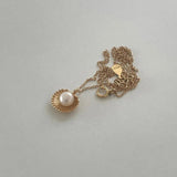 925 Silver Shell Pearl Pendant Necklace for Girls Gothic Engagement