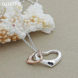 925 Silver Rose Double Heart Pendant Necklace for Women