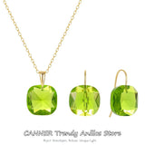 925 Silver Candy Ear Studs & Zircon Pendant Necklace Set for Women