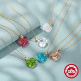 925 Silver Candy Ear Studs & Zircon Pendant Necklace Set for Women