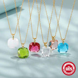 925 Silver Candy Ear Studs & Zircon Pendant Necklace Set for Women