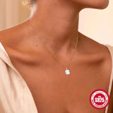 925 Silver Candy Ear Studs & Zircon Pendant Necklace Set for Women