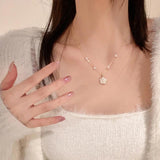 925 Silver Flower Necklace Pearl Collar Pendant