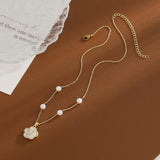 925 Silver Flower Necklace Pearl Collar Pendant
