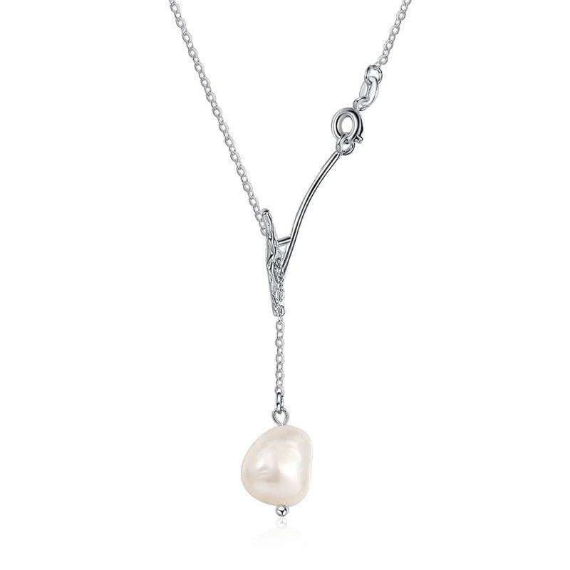 Baroque Pearl Pendant Necklace 925 Sterling Silver Tassel Necklaces