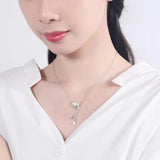 925 Silver Necklace Women Pearl Moon Tassel Necklaces