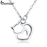 925 Sterling Silver Cat Pendant Necklace for Women SCN188