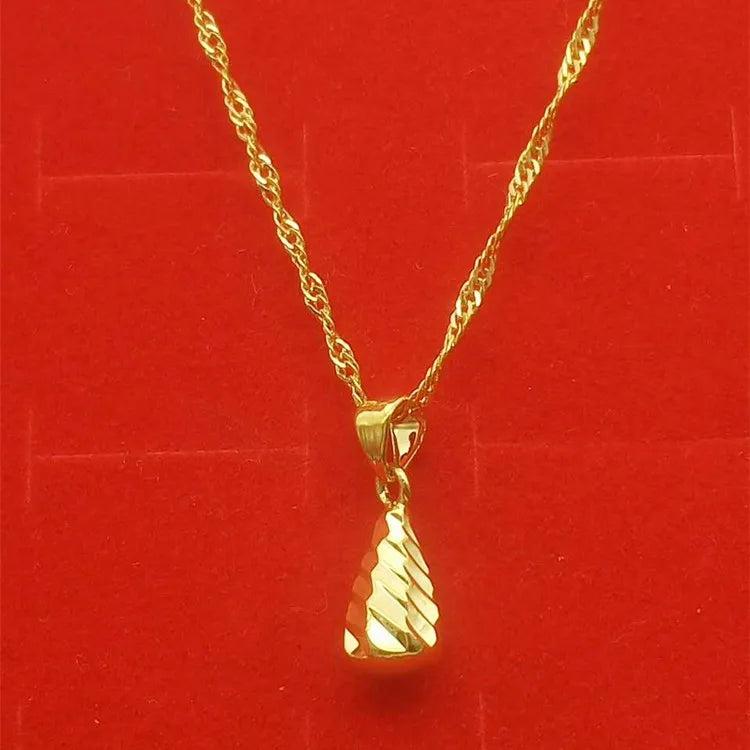 18K Real Flower Pendant Necklace Women's Vietnam Placer Jewelry
