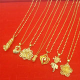 18K Real Flower Pendant Necklace Women's Vietnam Placer Jewelry