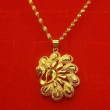 18K Real Flower Pendant Necklace Women's Vietnam Placer Jewelry