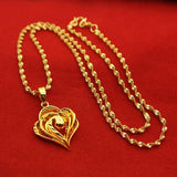 18K Real Flower Pendant Necklace Women's Vietnam Placer Jewelry