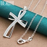 925 Silver Cross Pendant Necklace AAA Zircon For Wedding Party