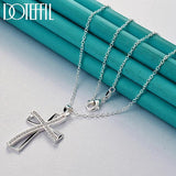 925 Silver Cross Pendant Necklace AAA Zircon For Wedding Party