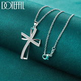 925 Silver Cross Pendant Necklace AAA Zircon For Wedding Party