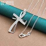 925 Silver Cross Pendant Necklace AAA Zircon For Wedding Party