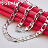 925 Silver 8mm Chain Necklace, 20 Inch, Wedding Charm Jewelry
