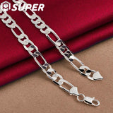 925 Silver 8mm Chain Necklace, 20 Inch, Wedding Charm Jewelry