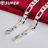 925 Silver 8mm Chain Necklace, 20 Inch, Wedding Charm Jewelry