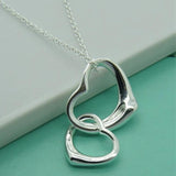 925 Silver Double Heart Pendant Necklace Women