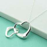 925 Silver Double Heart Pendant Necklace Women