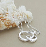 925 Silver Double Heart Pendant Necklace Women
