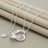 925 Silver Double Heart Pendant Necklace Women