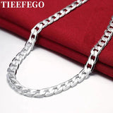 925 Sterling Silver 8MM Flat Sideways Chain Necklace for Wedding Jewelry