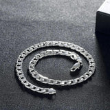 925 Sterling Silver 8MM Flat Sideways Chain Necklace for Wedding Jewelry