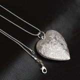 925 Silver Heart Frame Pendant Necklace for Photo DIY Jewelry