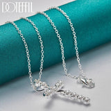 925 Silver Zircon Cross Necklace 18-30 Inch Chain Wedding Charm Jewelry