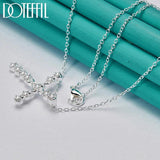 925 Silver Zircon Cross Necklace 18-30 Inch Chain Wedding Charm Jewelry