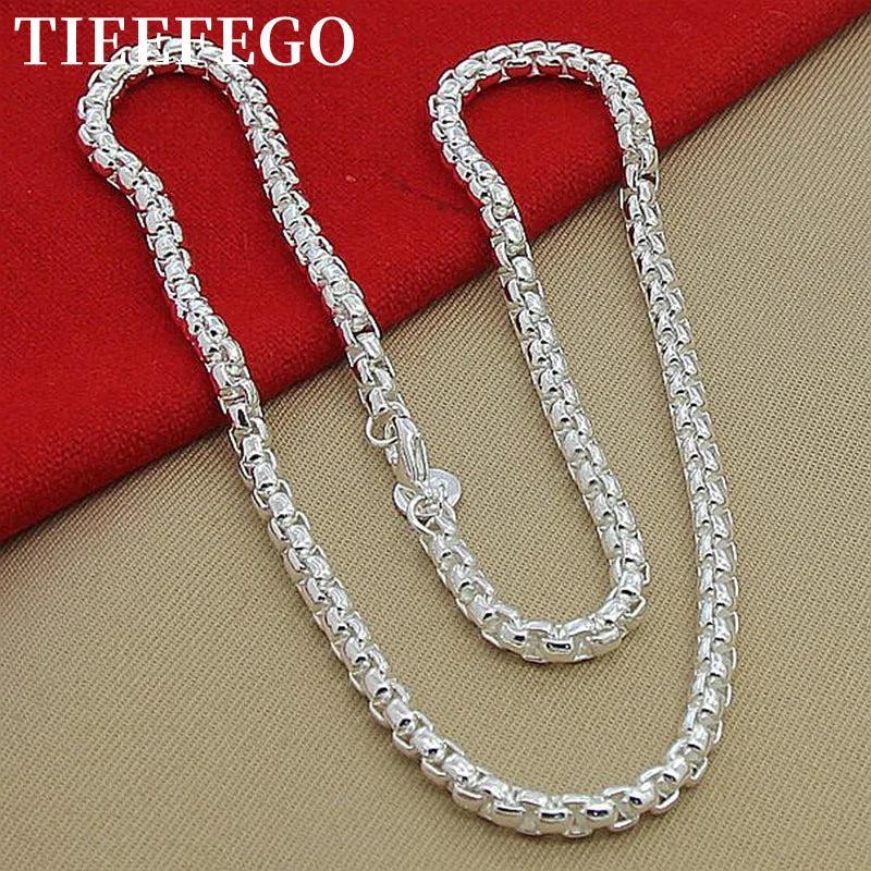 925 Sterling Silver 5mm Round Box Chain Necklace 18/20/24 Inch