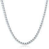 925 Sterling Silver 5mm Round Box Chain Necklace 18/20/24 Inch